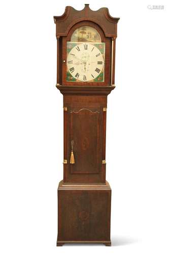 A 19TH CENTURY MAHOGANY AND OAK 30-HOUR LONGCASE CLOCK, SIGN...