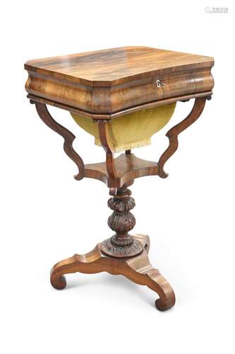 A 19TH CENTURY ROSEWOOD WORK TABLE