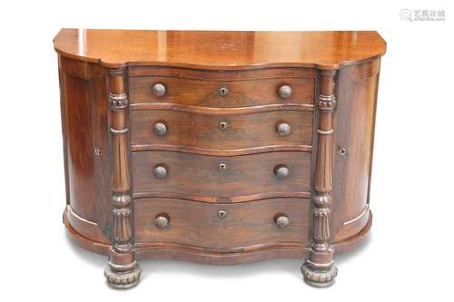 A 19TH CENTURY CONTINENTAL ROSEWOOD COMMODE