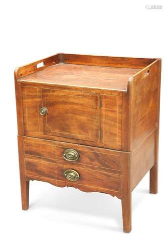 A GEORGE III STRING-INLAID MAHOGANY NIGHTSTAND