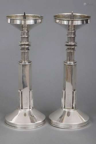 Paar Silber Tischleuchter des Art Deco