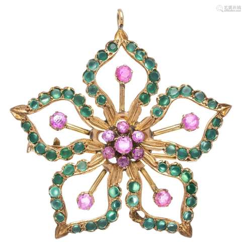 Emerald-ruby brooch RG 585/000