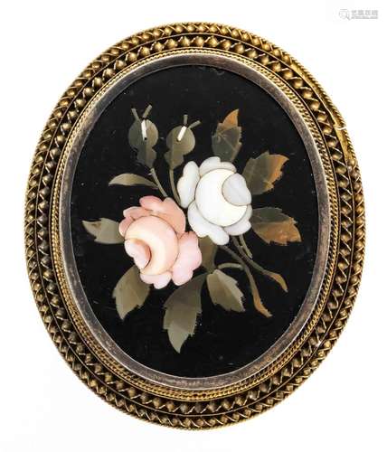 Pietra Dura brooch, metal on t