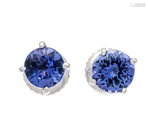 Tanzanite ear studs platinum 9