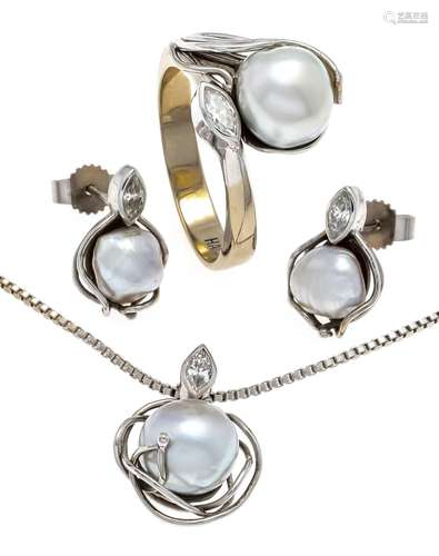 Diamond cultured pearl set WG