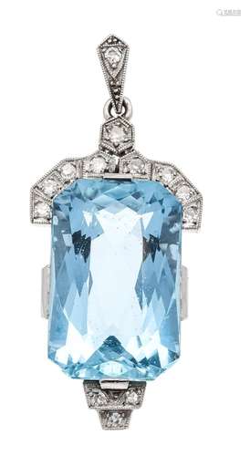 Art Deco aquamarine diamond pe