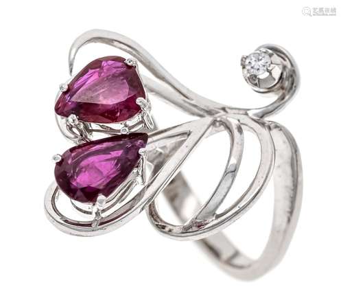 Rubellite diamond ring WG 585/