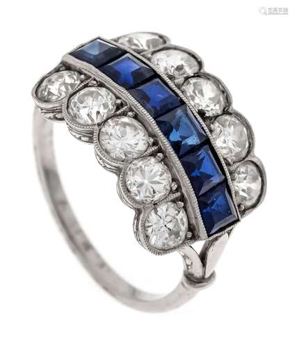 Sapphire old-cut diamond ring