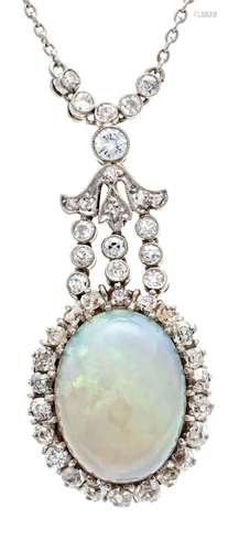 Opal-diamond necklace WG 750/0