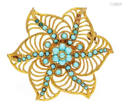 Turquoise flower brooch GG 750