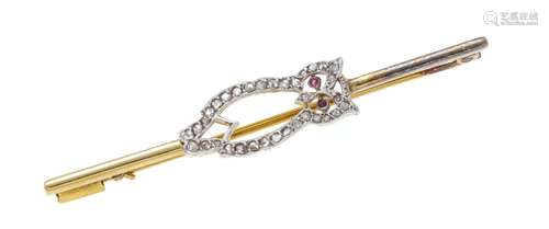 Ruby-diamond rose brooch GG/WG