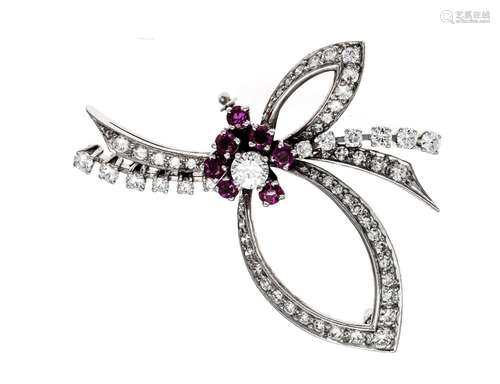 Ruby-brilliant bow brooch WG 7