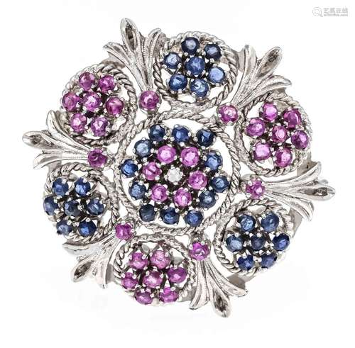 Sapphire ruby brooch WG 750/00