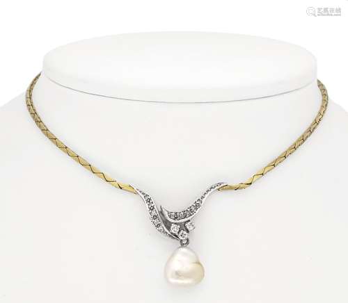 Freshwater pearl diamond neckl