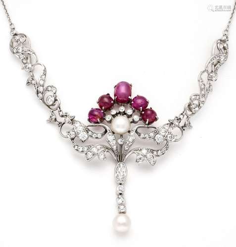 Ruby-diamond necklace WG 585/0