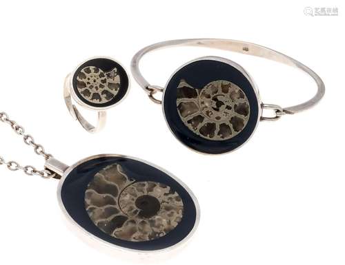 3-piece ammonite set silver 92