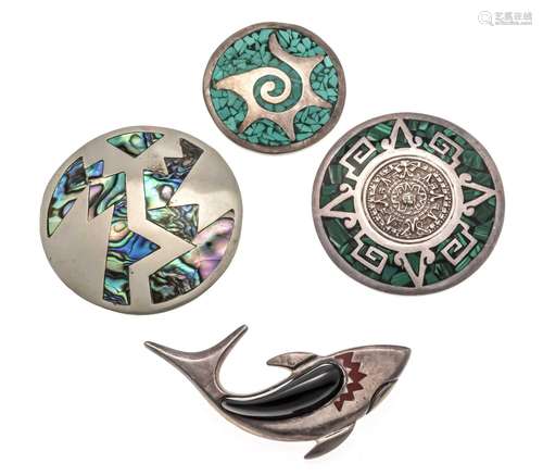 4-piece brooch set Mexico, 3 x