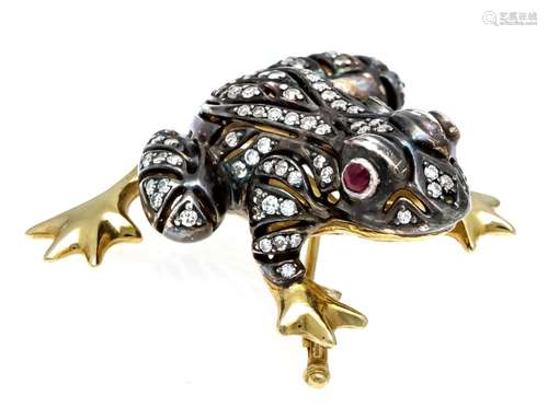 Old-cut diamond brooch frog GG