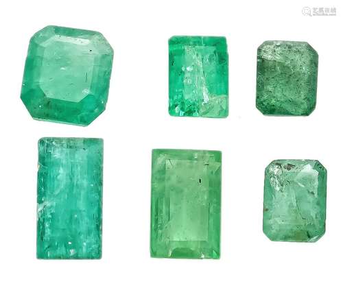 6 emeralds 10.04 ct, rectangul