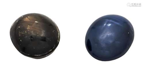 2 star sapphire cabochons, tot