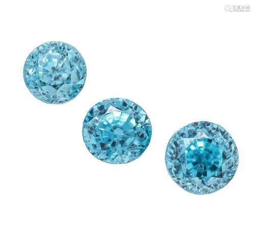 3 zircons 5.40 ct, round facet