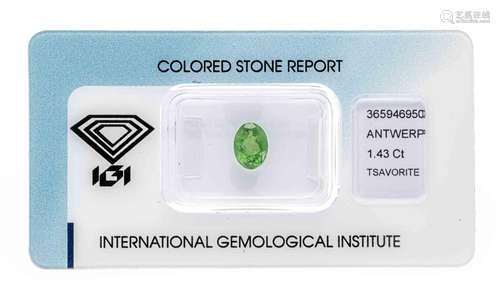 Tsavorite 1.43 ct oval faceted