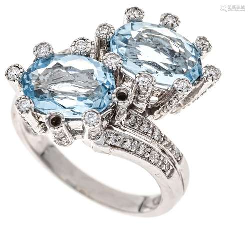 Blue topaz diamond ring WG 750