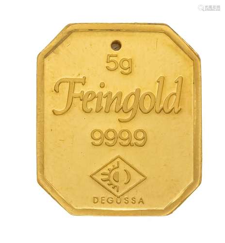 Degussa 5 g fine gold 999.9