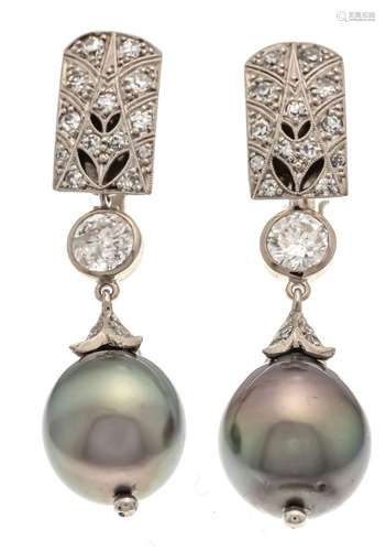 Tahitian pearl diamond earring