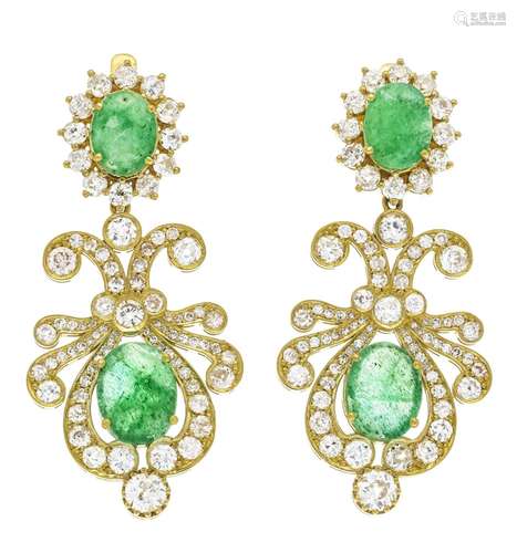 Emerald old-cut diamond earrin