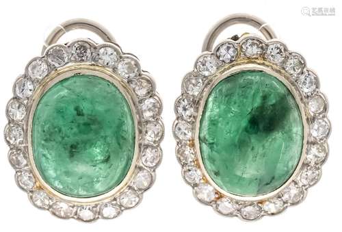 Emerald diamond earclips plati