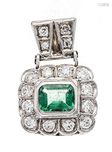 Emerald diamond pendant platin