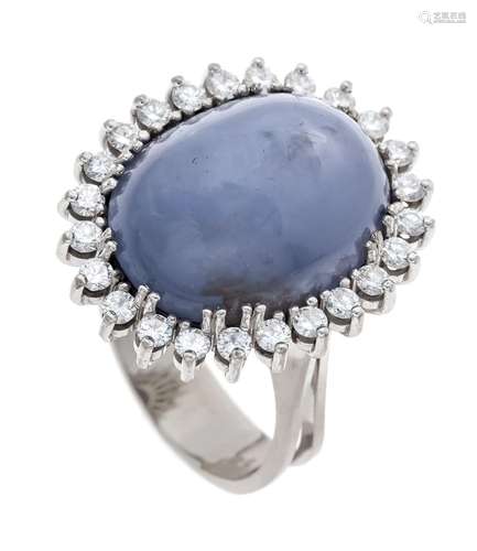 Star sapphire diamond ring WG