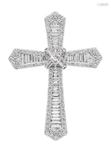 Diamond cross pendant WG 750/0