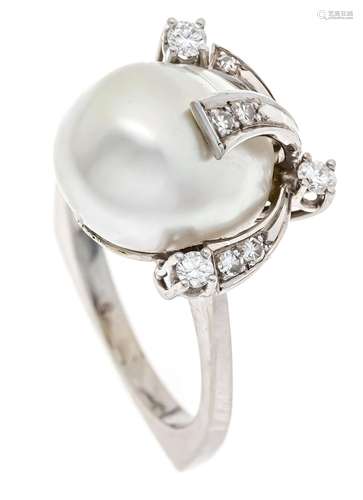 Freshwater pearl diamond ring