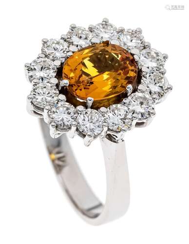 Orange sapphire diamond ring W