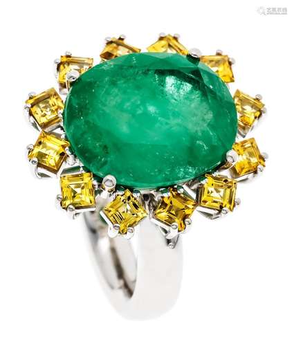 Emerald-sapphire ring WG 750/0