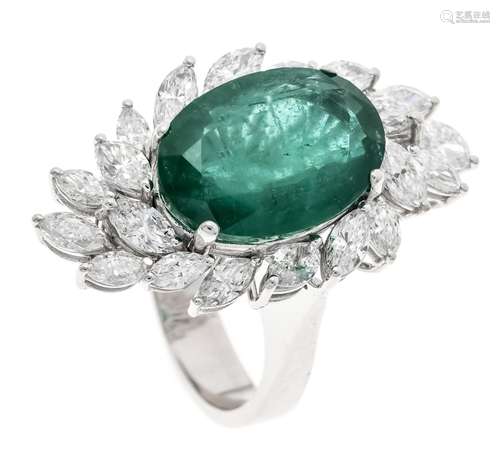 Emerald diamond ring WG 750/00