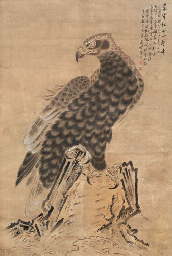 高奇峰 庚戌（1910）年作 千里江山一击中 水墨纸本 立轴