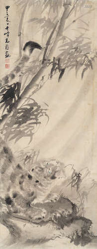 高奇峰 甲子（1924）年作 啸虎 设色纸本 立轴