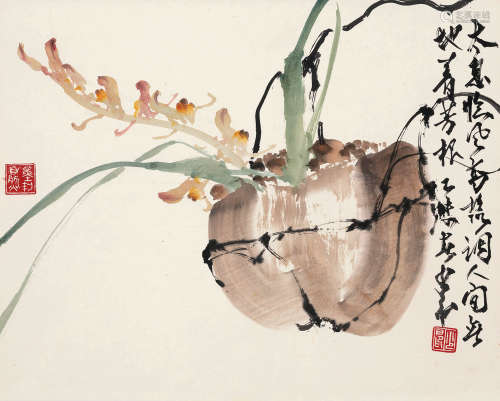 赵少昂 乙未（1955）年作 花卉 设色纸本 镜片