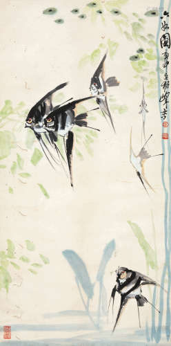 黄独峰 庚申（1980）年作 六如图 设色纸本 立轴