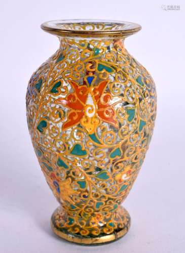 A STYLISH ENAMELLED GLASS VASE in the manner of Lobmeyr. 10 ...