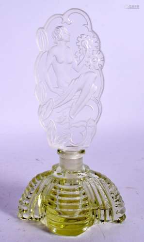 A LOVELY FRENCH ART DECO GLASS SCENT BOTTLE AND STOPPER deco...