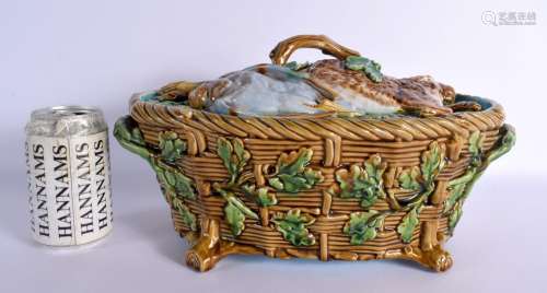 A 19TH CENURY MINTON MAJOLICA GAME PIE DISH with overlapping...