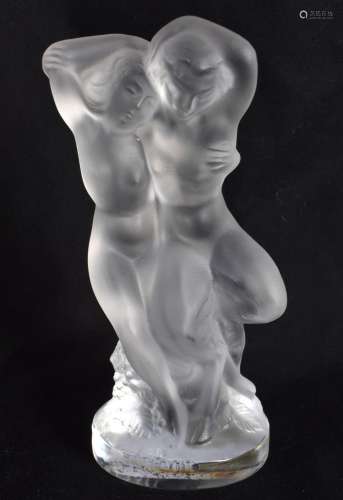 A FRENCH LALIQUE GLASS FIGURE. 13 cm x 6 cm.