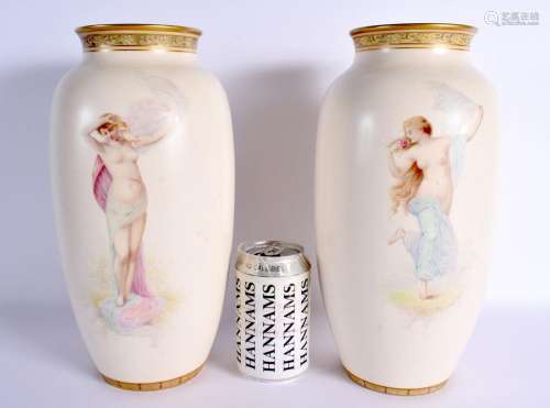 A PAIR OF 19TH CENTURY DOULTON BURSLEM PORCELAIN VASES BY J....