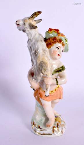 A 19TH CENTURY CONTINENTAL PORCELAIN FIGURE modelled holding...