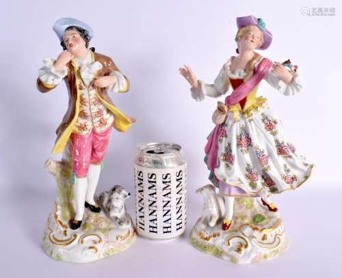 A LARGE PAIR OF LATE 19TH CENTURY EUROPEAN PORCELAIN FIGURES...