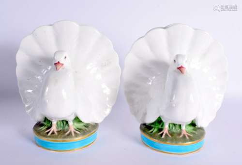A RARE PAIR OF 19TH CENTURY MINTON PORCELAIN POSY HOLDERS fo...